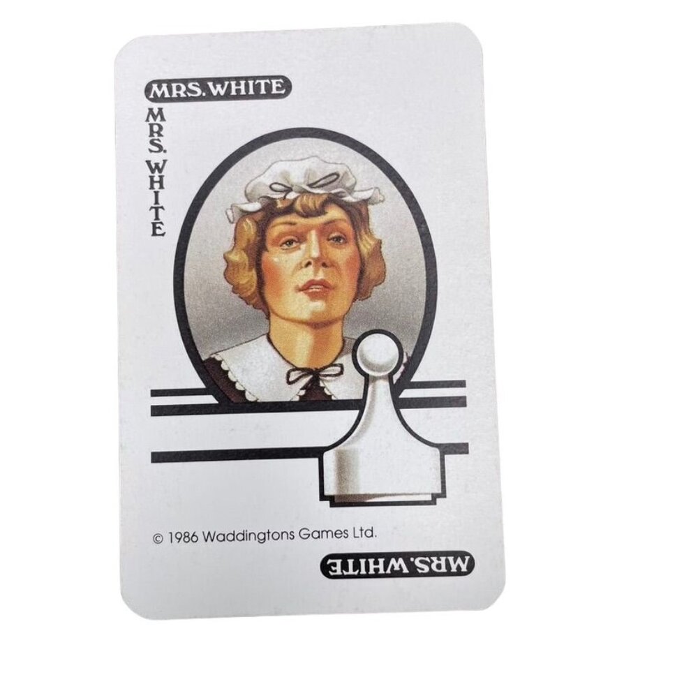 Vintage 1986 CLUE Mrs White Character Card Replacement Game Piece u